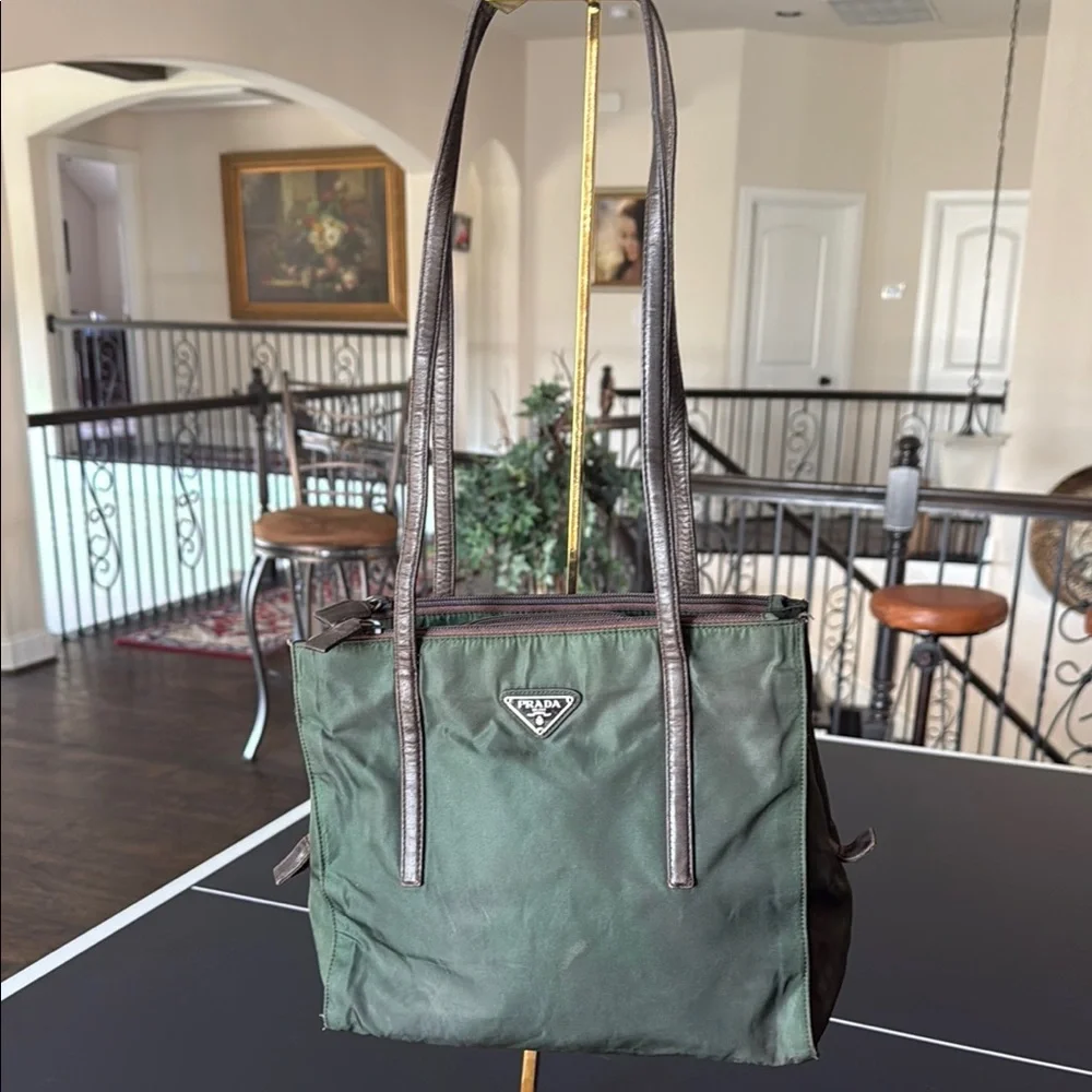 Prada Green and Brown Canvas Bag - Picture 1 of 1